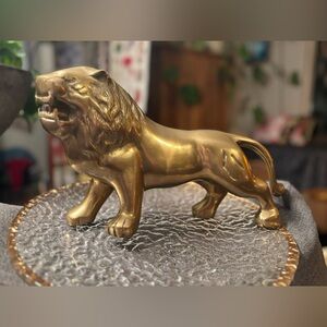 Massive Vintage Solid Brass Roaring Lion Leo Sculpture 🦁 Heavy Majestic Guardian